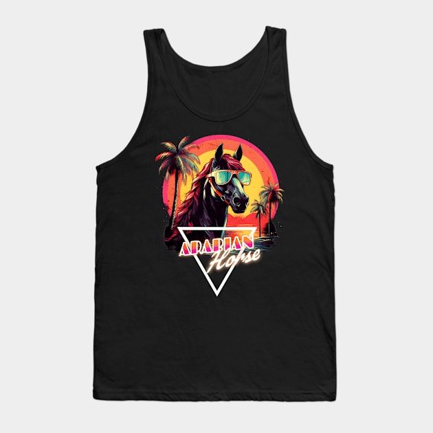 Retro Wave Arabian Horse Vibes Tank Top by Miami Neon Designs